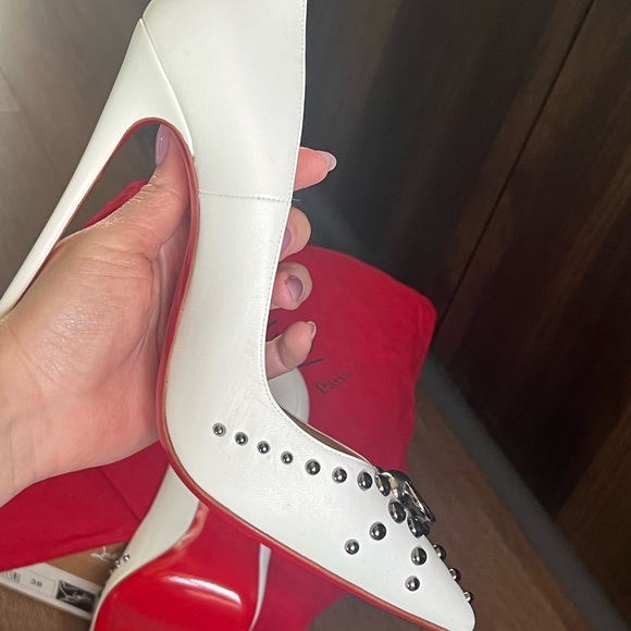 White Christian Louboutin Door Knock 120 Kid size 38 - Picture 11 of 12
